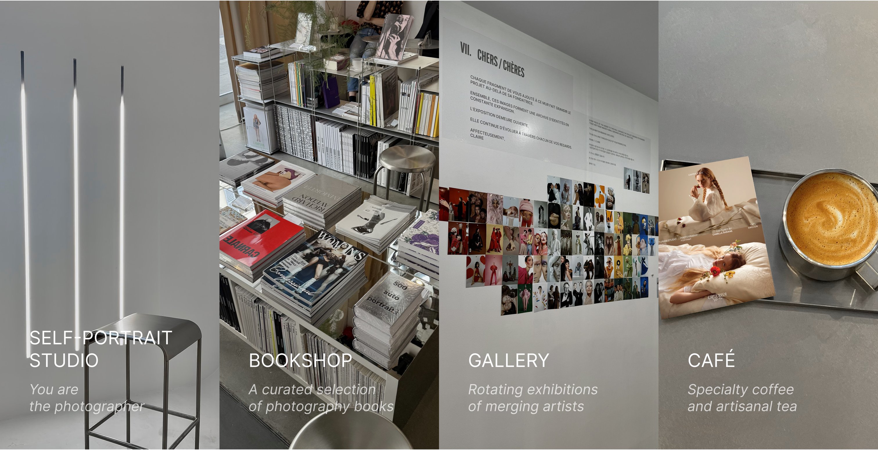 Self-portrait studio, bookshop, gallery, café