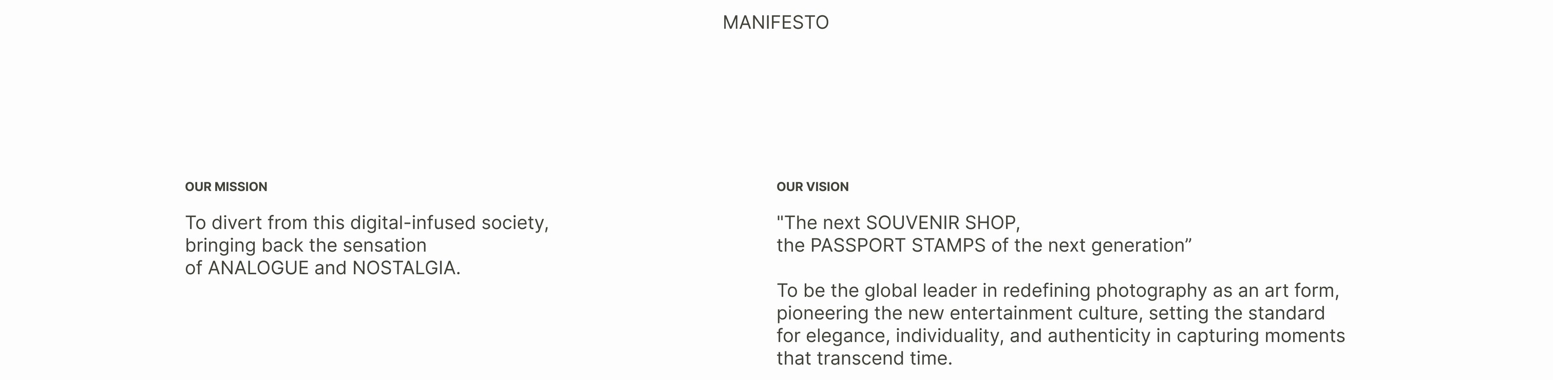 Manifesto and our vision
